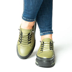 Pantofi casual dama eleganta piele naturala Athens Verde Pistachio