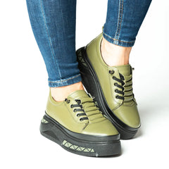 Pantofi casual dama eleganta piele naturala Athens Verde Pistachio