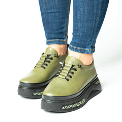 Pantofi casual dama eleganta piele naturala Warsaw Verde pistachio