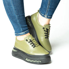 Pantofi casual dama eleganta piele naturala Warsaw Verde pistachio