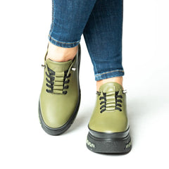 Pantofi casual dama eleganta piele naturala Warsaw Verde pistachio