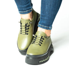 Pantofi casual dama eleganta piele naturala Warsaw Verde pistachio