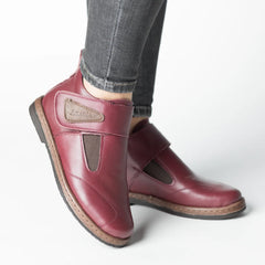 Women's burgundy ankle boots made of genuine leather Zagreb