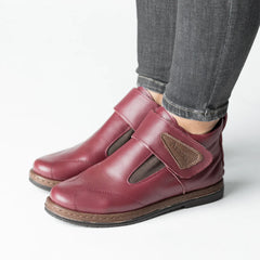 Women's burgundy ankle boots made of genuine leather Zagreb