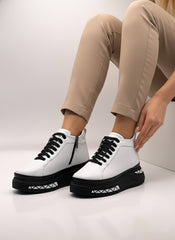 Ghete piele naturala Dare White