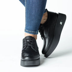 Pantofi casual dama Neagra eleganta din piele naturala Tempo