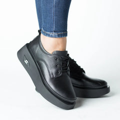 Pantofi casual dama Neagra eleganta din piele naturala Tempo