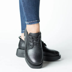 Pantofi casual dama Neagra eleganta din piele naturala Tempo