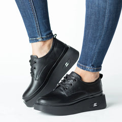 Pantofi casual dama Neagra eleganta din piele naturala Tempo