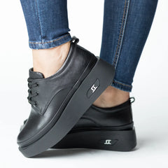 Pantofi casual dama Neagra eleganta din piele naturala Tempo