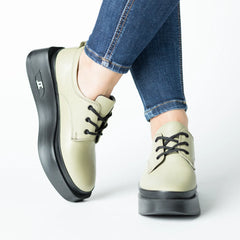 Pantofi casual dama Verde Fistic eleganta din piele naturala Tempo