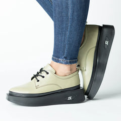 Pantofi casual dama Verde Fistic eleganta din piele naturala Tempo