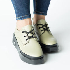 Pantofi casual dama Verde Fistic eleganta din piele naturala Tempo