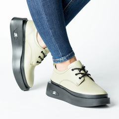 Pantofi casual dama Verde Fistic eleganta din piele naturala Tempo