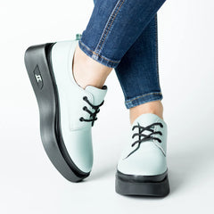 Pantofi casual dama Verde Menta eleganta din piele naturala Tempo