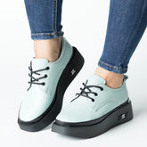Pantofi casual dama Verde Menta eleganta din piele naturala Tempo