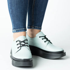 Pantofi casual dama Verde Menta eleganta din piele naturala Tempo