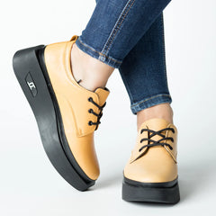 Pantofi casual dama Galben Mustar eleganta din piele naturala Tempo