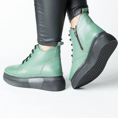 Ghete piele naturala Velora Mint Green