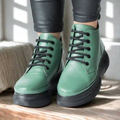 Ghete piele naturala Velora Mint Green