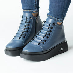 Ghete piele naturala Belora JeansBlue