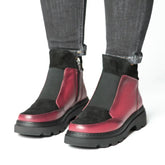 Ghete piele naturala Chelsea Bordo/Black