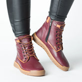 Ghete cu fermoar Bordo de dama din piele naturala Bavero