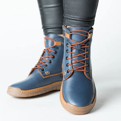 Ghete cu fermoar Albastru Jeans de dama din piele naturala Bavero