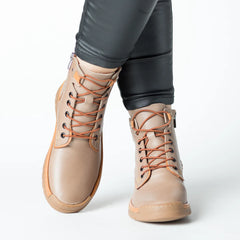 Ghete cu fermoar Bej de dama din piele naturala Bavero