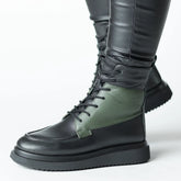 Botine cu platforma Negru-Verde de dama din piele naturala Ceniva