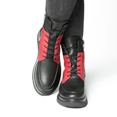 Botine cu platforma Negru-Bordo de dama din piele naturala Ceniva