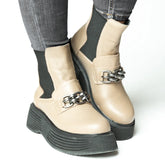 Ghete scurte dama cu platforma si imblanite Vision din piele naturala Brussels