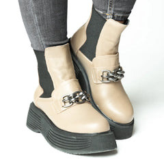 Ghete scurte dama cu platforma si imblanite Vision din piele naturala Brussels