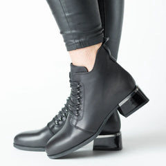 Ghete cu fermoar Negru la glezna de dama din piele naturala Cavira