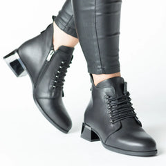 Ghete cu fermoar Negru la glezna de dama din piele naturala Cavira