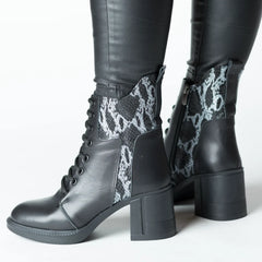 Botine piele naturala Combat Black