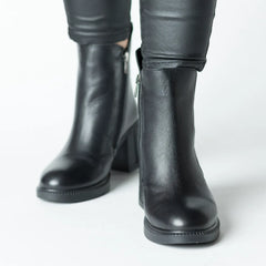 Botine piele naturala Nelvira Black