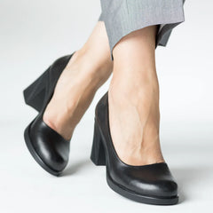 Pantofi cu toc clasic piele eleganta naturala Istanbul Negru