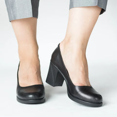 Pantofi cu toc clasic piele eleganta naturala Istanbul Negru