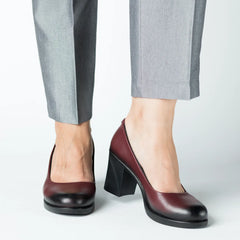 Pantofi cu toc clasic piele eleganta naturala Istanbul Bordo