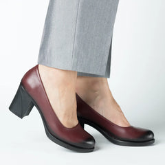 Pantofi cu toc clasic piele eleganta naturala Istanbul Bordo
