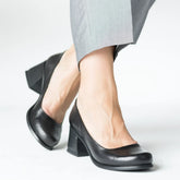 Pantofi dama cu toc clasic piele naturala Clarion Negru