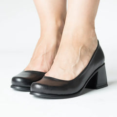 Pantofi dama cu toc clasic piele naturala Clarion Negru