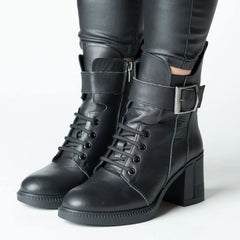 Botine piele naturala Dalmatian Black