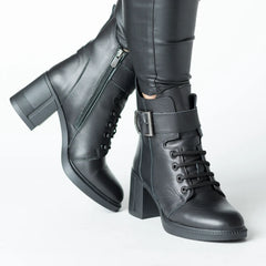 Botine piele naturala Dalmatian Black