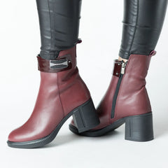 Botine piele naturala Trevalo Bordo