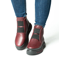 Ghete piele naturala Stockholm Bordo