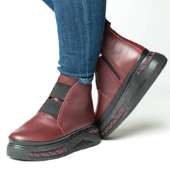 Ghete piele naturala Stockholm Bordo