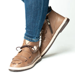 Ghete casual scurte dama cu sireturi Vision din piele naturala Oslo