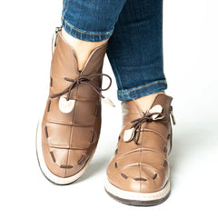 Ghete casual scurte dama cu sireturi Vision din piele naturala Oslo